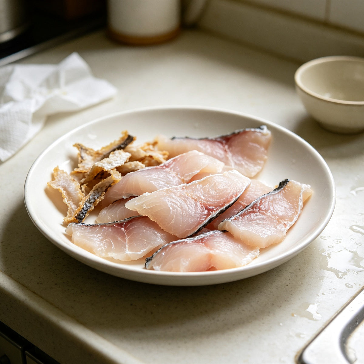Fresh crisp grass carp fillets on a plate (1)