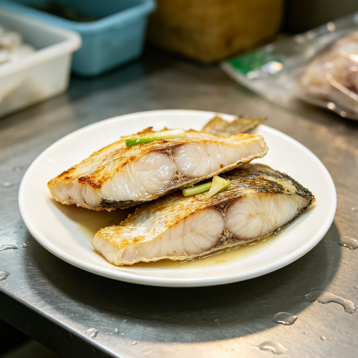 Fresh crisp grass carp fillets on a plate (2)