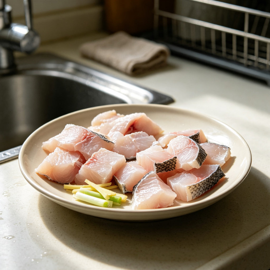 Fresh crisp grass carp fillets on a plate (3)