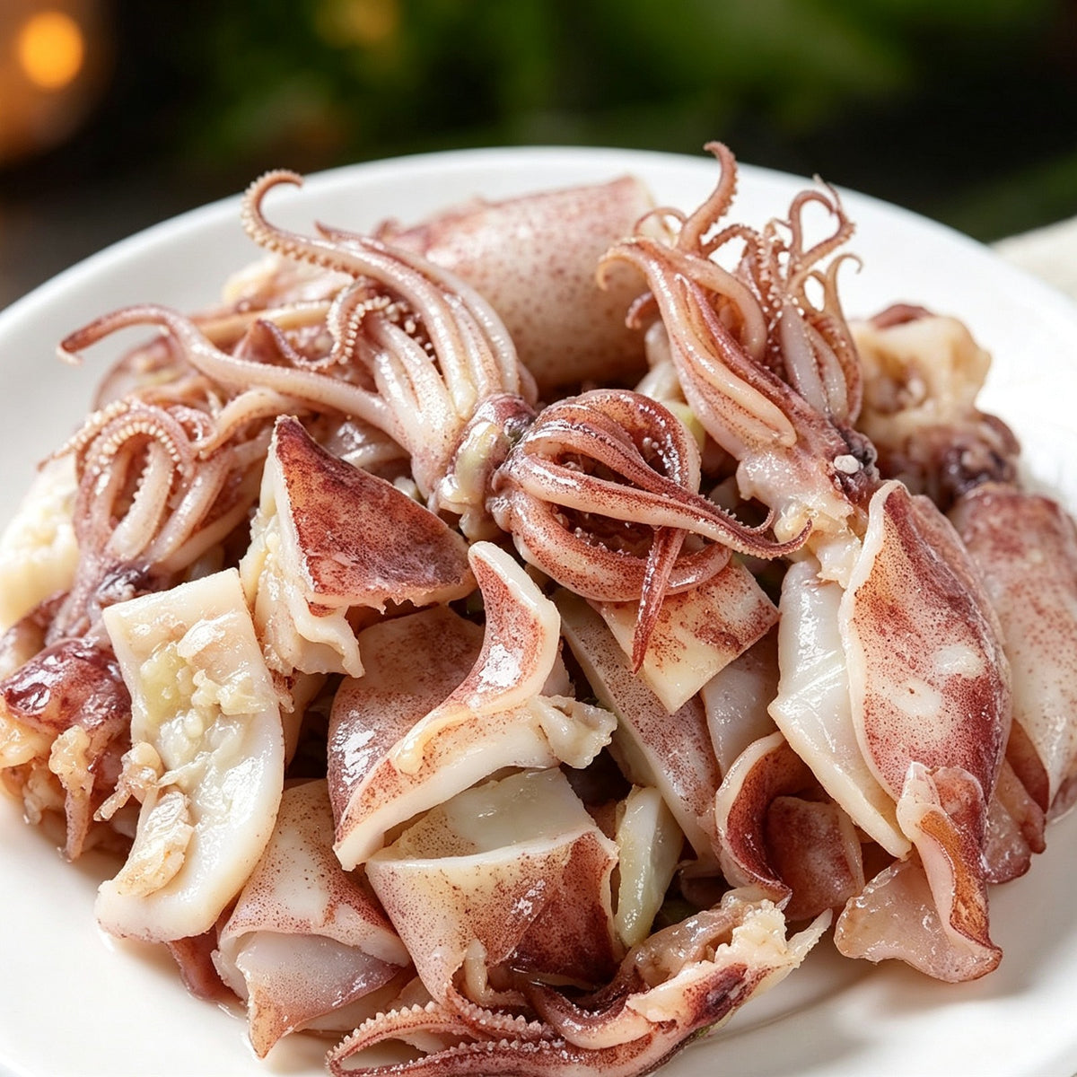 Fresh whole squid with tentacles on a plate (2)